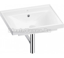 Мебельная раковина Wellsee FreeDom 201001461 60 накладная, глянцевая белая, хром, прямоугольная, фаянс