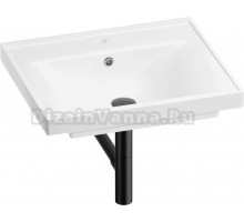 Мебельная раковина Wellsee FreeDom 201001462 60 накладная, глянцевая белая, матовая черная, прямоугольная, фаянс