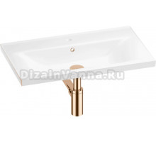 Мебельная раковина Wellsee FreeDom 201001479 65 накладная, глянцевая белая, розовое золото, прямоугольная, фаянс