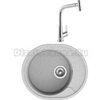 Комплект Мойка Reflexion Allonge, 57 серая + Смеситель MEGA Life MG-TK09, хром