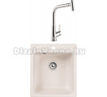 Комплект Мойка Reflexion Quadra, 42 белая + Смеситель MEGA Life MG-TK09, хром