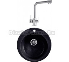 Комплект Мойка Whinstone Арго 1B, черный + Смеситель MEGA Life MG-TK06, хром