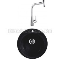 Комплект Мойка Whinstone Арго 1B, черный металлик + Смеситель MEGA Life MG-TK09, хром