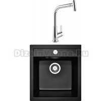 Комплект Мойка Wisent MW450-26, антрацит + Смеситель MEGA Life MG-TK09, хром