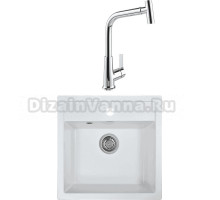 Комплект Мойка Wisent MW510-28, вайт + Смеситель MEGA Life MG-TK09, хром