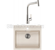 Комплект Мойка Wisent MW600-30, крем + Смеситель MEGA Life MG-TK09, хром