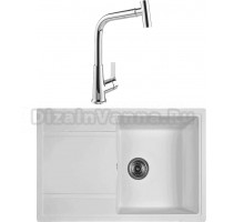 Комплект Мойка Wisent MW780-28, вайт + Смеситель MEGA Life MG-TK09, хром