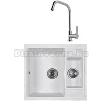 Комплект Мойка Wisent MWQ580-28, вайт + Смеситель MEGA City MG- ZRV104, хром