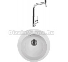 Комплект Мойка Wisent MWR480-28, вайт + Смеситель MEGA Life MG-TK09, хром