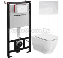 Комплект 3 в 1 Унитаз подвесной KERAMA MARAZZI Modula MO.wc.02 + Инсталляция INST.A.WC + Кнопка FPR.A.WHT цвет белый глянец