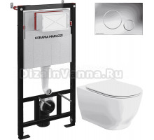 Комплект 3 в 1 Унитаз подвесной KERAMA MARAZZI Modula MO.wc.02 + Инсталляция INST.A.WC + Кнопка FPR.A.CR цвет хром глянец