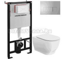 Комплект 3 в 1 Унитаз подвесной KERAMA MARAZZI Modula MO.wc.02 + Инсталляция INST.A.WC + Кнопка FPS.A.NM цвет матовый никель