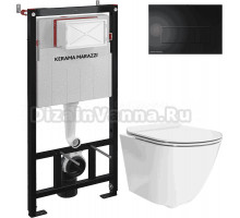 Комплект 3 в 1 Унитаз подвесной KERAMA MARAZZI Sfera SF.wc.02 + Инсталляция INST.A.WC + Кнопка FPS.A.BLK.M цвет черный мат