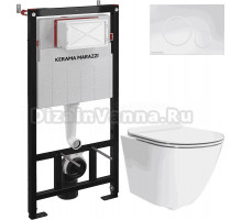 Комплект 3 в 1 Унитаз подвесной KERAMA MARAZZI Sfera SF.wc.02 + Инсталляция INST.A.WC + Кнопка FPR.A.WHT цвет белый глянец