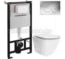 Комплект 3 в 1 Унитаз подвесной KERAMA MARAZZI Sfera SF.wc.02 + Инсталляция INST.A.WC + Кнопка FPR.A.CR цвет хром глянец