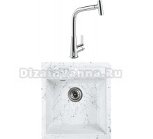 Комплект Мойка Wisent WA45-13, мрамор бело-золотой + Смеситель MEGA Life MG-TK09, хром