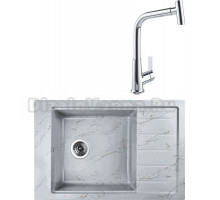 Комплект Мойка Wisent WB28-15, мрамор серо-золотой + Смеситель MEGA Life MG-TK09, хром