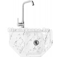 Комплект Мойка Wisent WE08-12, мрамор бело-черный + Смеситель MEGA Ege MG-PL10, хром