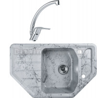 Комплект Мойка Wisent WE08-16, мрамор серо-черный + Смеситель MEGA Mega MG-BMK016, хром