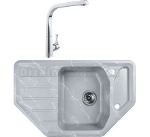 Комплект Мойка Wisent WE08-17, мрамор серо-белый + Смеситель MEGA Mega