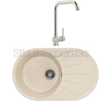 Комплект Мойка Gerhans A02-20, бежевая + Смеситель MEGA Didim MG-CM107, хром