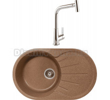 Комплект Мойка Gerhans A02-23, терракотовая + Смеситель MEGA Life MG-TK09, хром