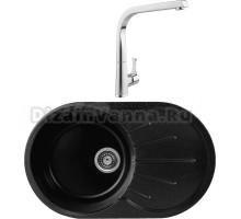 Комплект Мойка Gerhans A02-25, оникс + Смеситель MEGA Mega