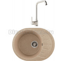 Комплект Мойка Gerhans A03-21, песочная + Смеситель MEGA Ege MG-PL10, хром