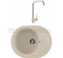 Комплект Мойка Gerhans A03-20, бежевая + Смеситель MEGA Didim MG-CM107, хром