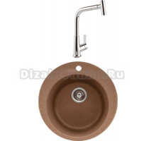 Комплект Мойка Gerhans A04-23, терракотовая + Смеситель MEGA Life MG-TK09, хром