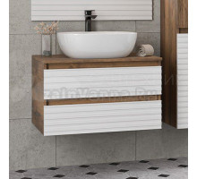 Тумба с раковиной Brevita Dakota 70 подвесная, дуб галифакс олово, белый