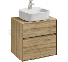 Тумба с раковиной AQUATON Либерти 60 со столешницей дуб эльвезия, раковина Одри 42