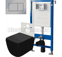 Комплект 3 в 1 Унитаз подвесной Point Меркурий PN41831BM + Инсталляция PN45120 + Кнопка Ника PN44081C цвет хром