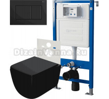 Комплект 3 в 1 Унитаз подвесной Point Меркурий PN41831BM + Инсталляция PN45120 + Кнопка Ника PN44081BM цвет матовый черный