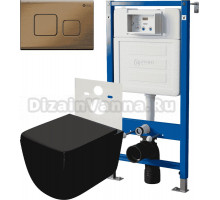 Комплект 3 в 1 Унитаз подвесной Point Меркурий PN41831BM + Инсталляция PN45120 + Кнопка Афина PN44041BB цвет брашированная бронза