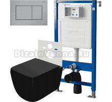 Комплект 3 в 1 Унитаз подвесной Point Меркурий PN41831BM + Инсталляция PN45120 + Кнопка Ника PN44081SB цвет брашированная сталь