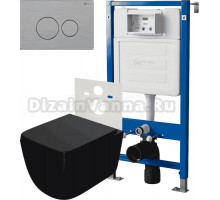 Комплект 3 в 1 Унитаз подвесной Point Меркурий PN41831BM + Инсталляция PN45120 + Кнопка Виктория PN44061SB цвет брашированная сталь