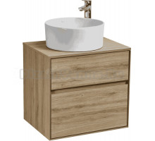 Тумба с раковиной AQUATON Либерти 60 со столешницей дуб эльвезия, раковина Mila 40