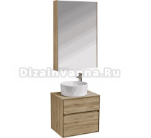 Мебель для ванной комнаты AQUATON Либерти 60 со столешницей дуб эльвезия, раковина Mila 40