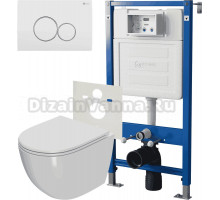 Комплект 3 в 1 Унитаз подвесной Point Афина PN41041 + Инсталляция PN45120 + Кнопка Виктория PN44061WC цвет белый, хром