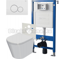 Комплект 3 в 1 Унитаз подвесной Point Виктория PN41061 + Инсталляция PN45120 + Кнопка PN44061WC цвет белый, хром