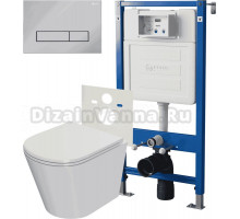 Комплект 3 в 1 Унитаз подвесной Point Виктория PN41061 + Инсталляция PN45120 + Кнопка Меркурий PN44831C цвет хром