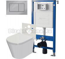 Комплект 3 в 1 Унитаз подвесной Point Виктория PN41061 + Инсталляция PN45120 + Кнопка Ника PN44081C цвет хром