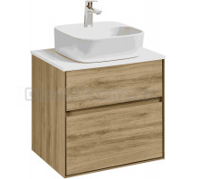 Тумба с раковиной AQUATON Либерти 60 со столешницей белый глянец, раковина Одри 42