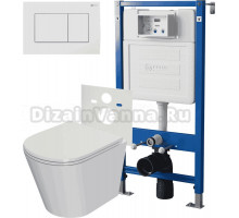 Комплект 3 в 1 Унитаз подвесной Point Виктория PN41061 + Инсталляция PN45120 + Кнопка Ника PN44081W цвет матовый белый