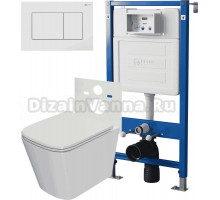 Комплект 3 в 1 Унитаз подвесной Point Ника PN41081 + Инсталляция PN45120 + Кнопка PN44081W цвет матовый белый