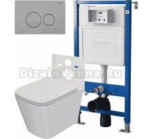 Комплект 3 в 1 Унитаз подвесной Point Ника PN41081 + Инсталляция PN45120 + Кнопка Виктория PN44061SB цвет брашированная сталь