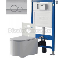 Комплект 3 в 1 Унитаз подвесной Point Веста PN41701 + Инсталляция PN45120 + Кнопка Виктория PN44061C цвет хром