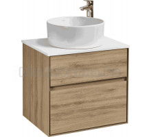 Тумба с раковиной AQUATON Либерти 60 со столешницей белый глянец, раковина Mila 40