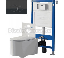 Комплект 3 в 1 Унитаз подвесной Point Веста PN41701 + Инсталляция PN45120 + Кнопка Виктория PN44061BC цвет черный, хром